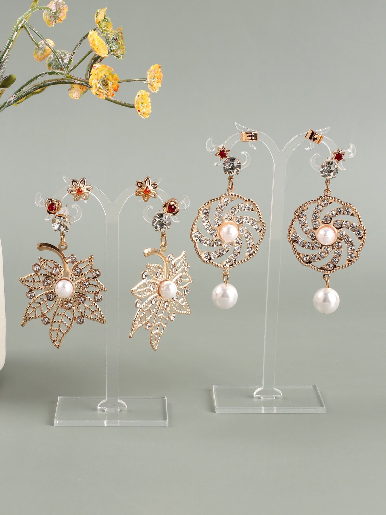 2PCS Transparent Tree Shape Earring Holder