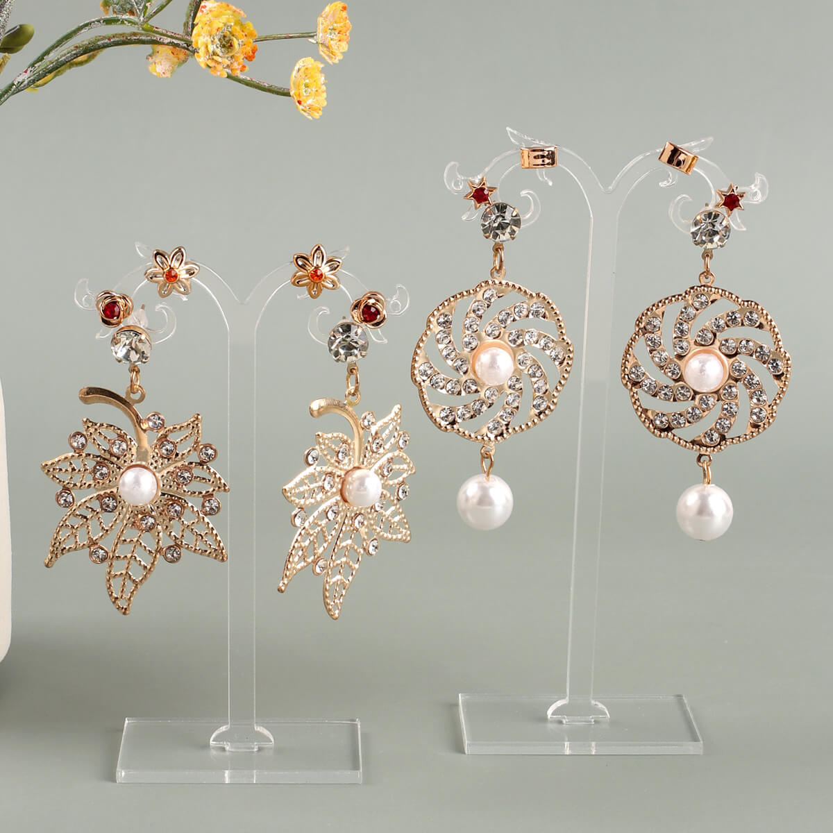 2PCS Transparent Tree Shape Earring Holder