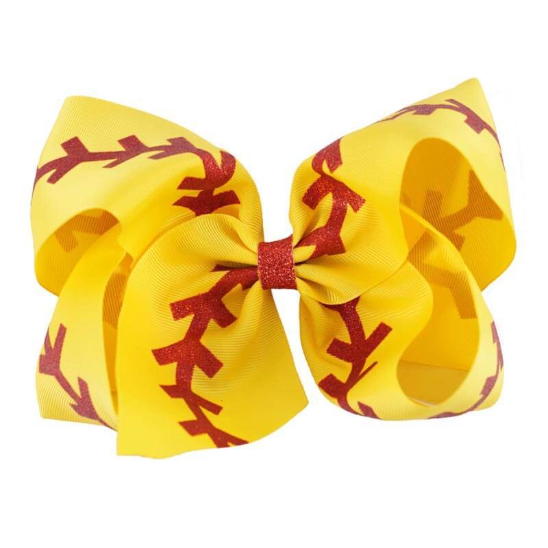7'' Large Softball Ribbon Hair Bows