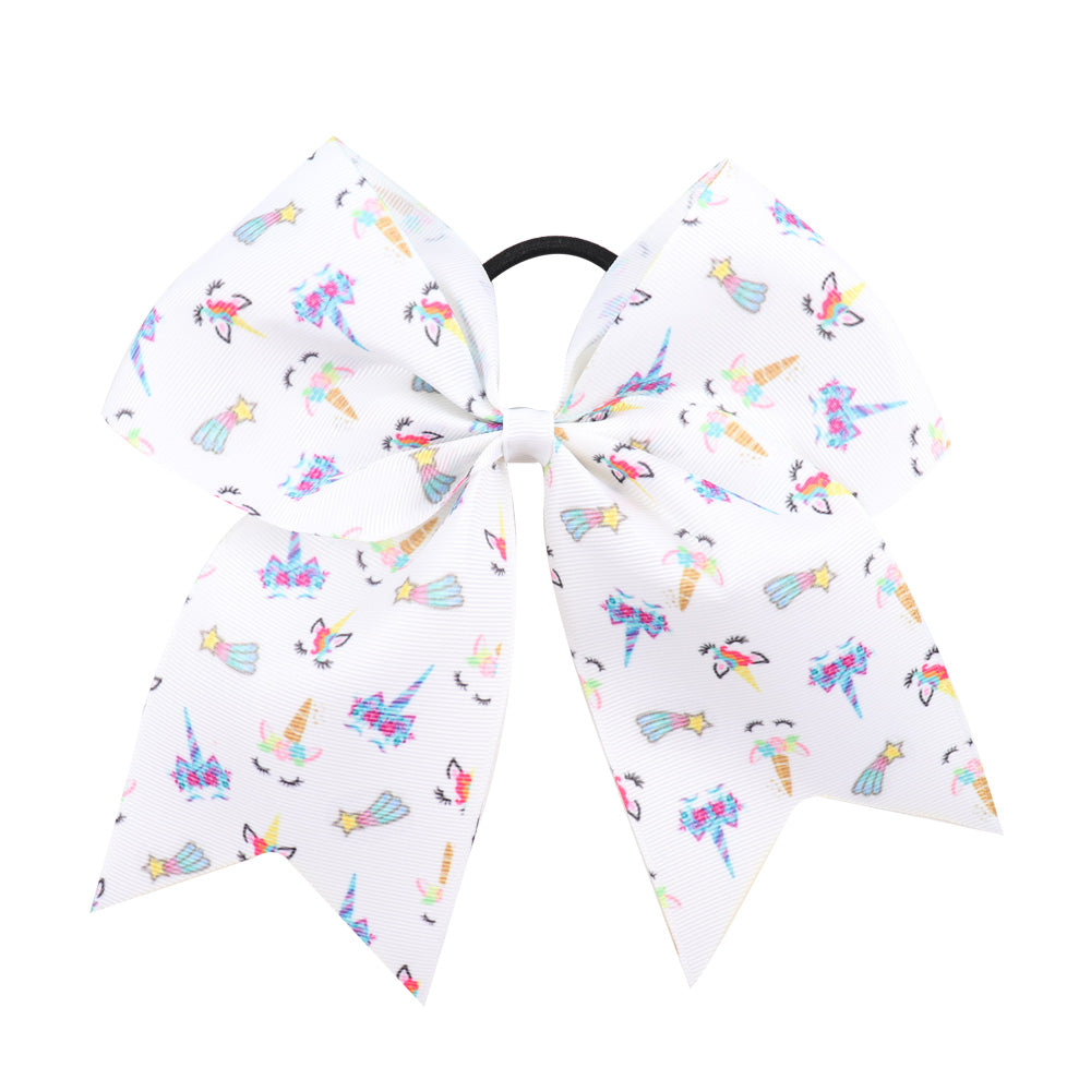 white unicorn cheer bow