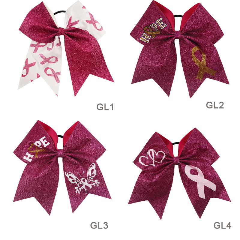 Glitter Pink Breast Cancer Awareness Cheer Bow