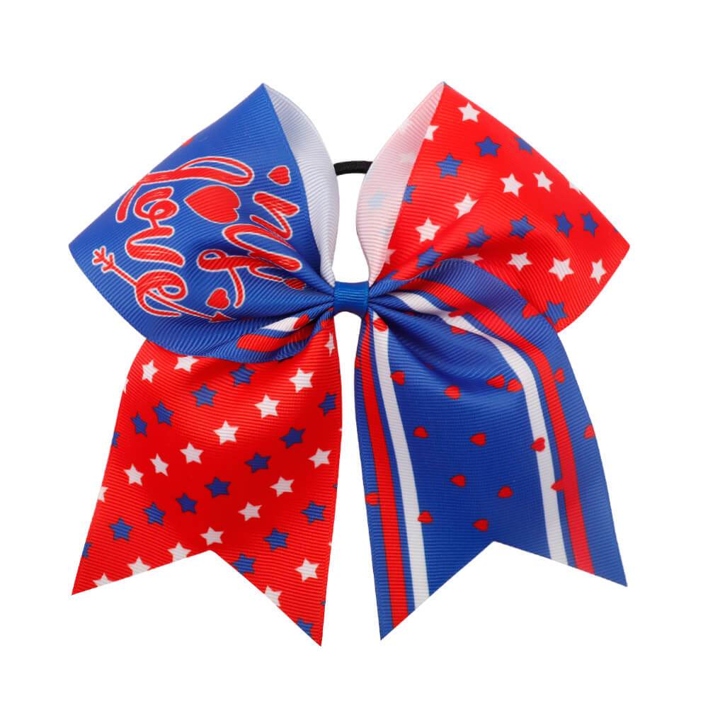 American Flag Stars and Stripes Cheer Bow