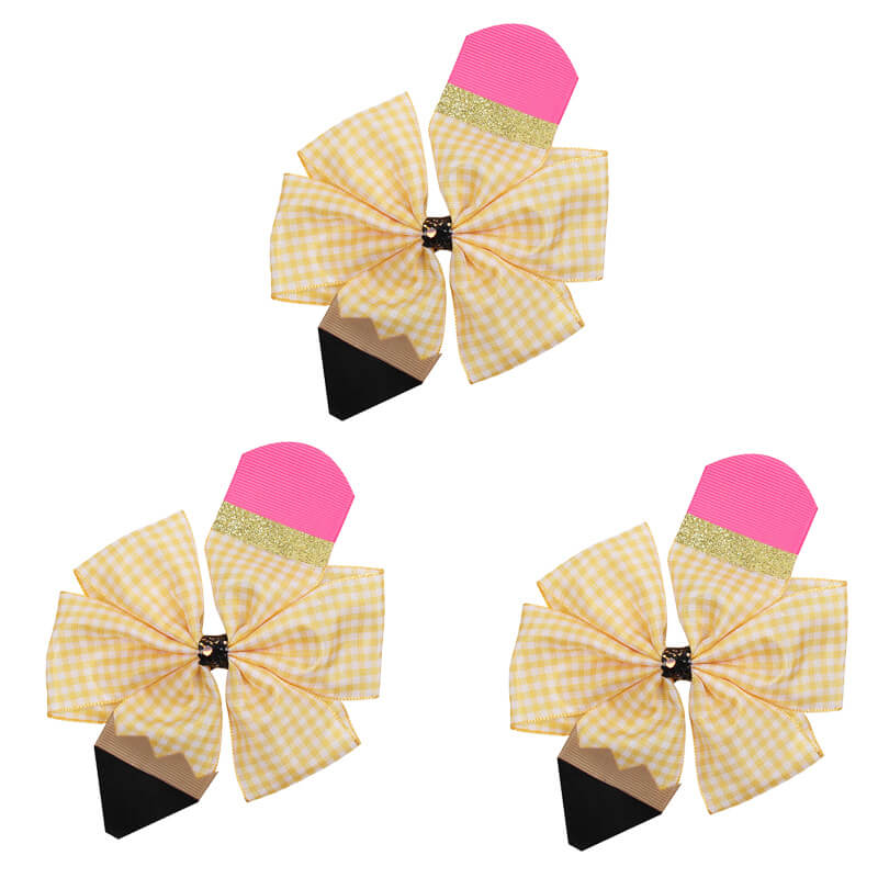 3 Pcs/Lot 4 Inch Pencil Hair Bows for Girls