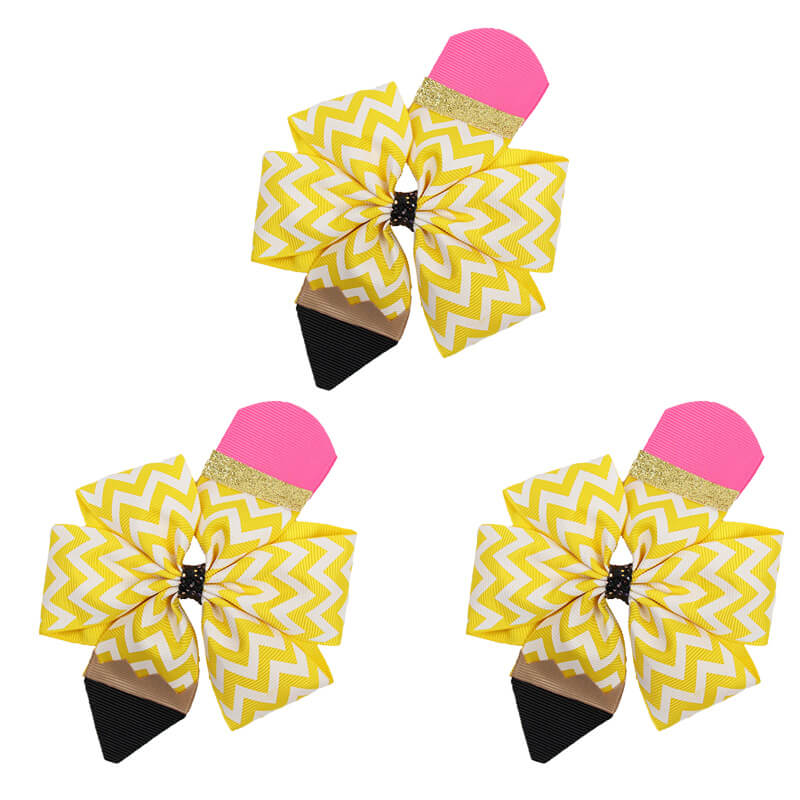 3 Pcs/Lot 4 Inch Pencil Hair Bows for Girls
