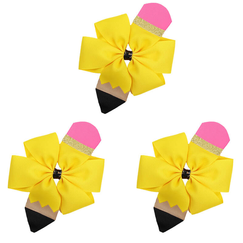 3 Pcs/Lot 4 Inch Pencil Hair Bows for Girls