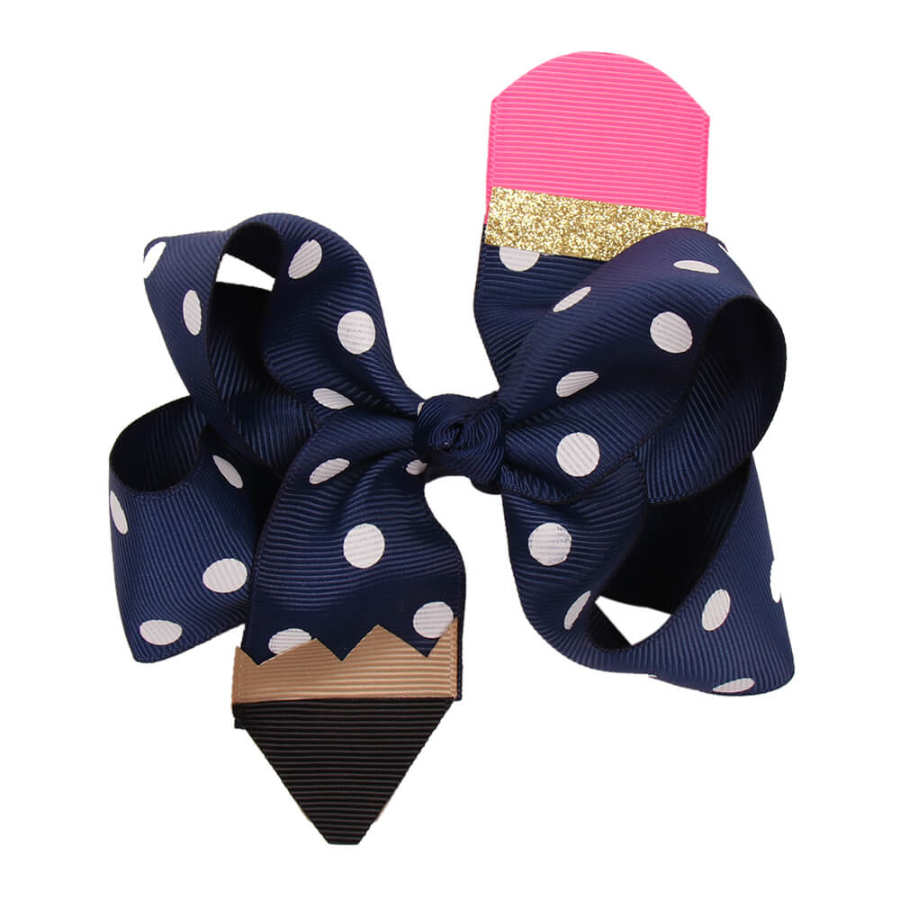 navy pencil hair bow