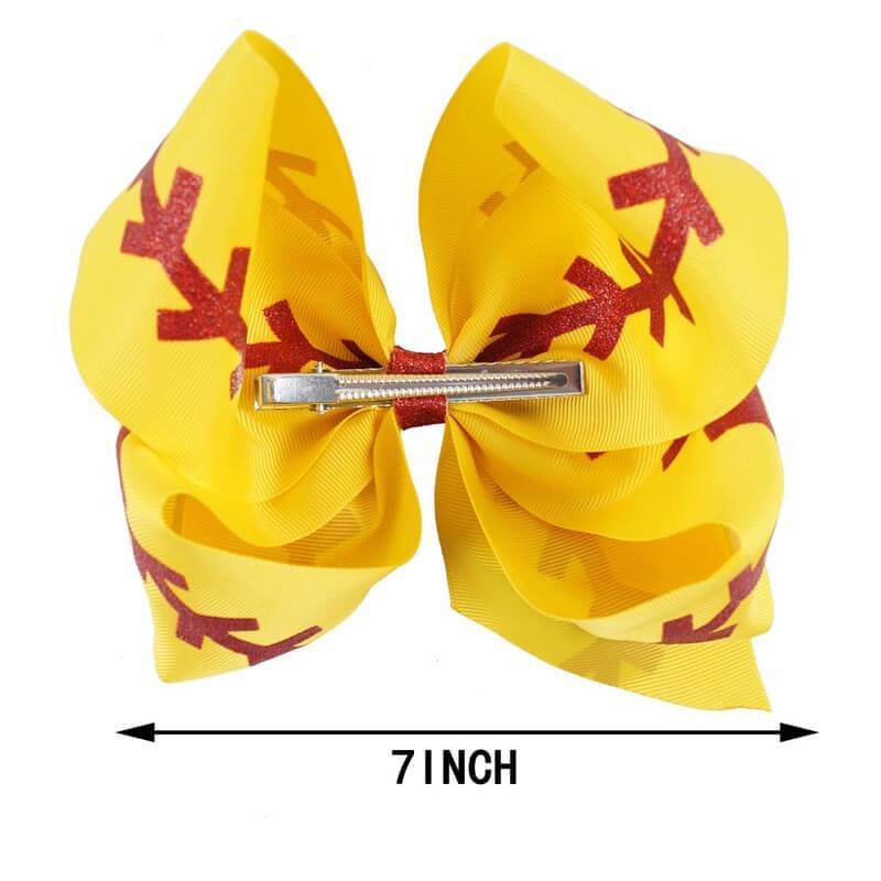 7'' Large Softball Ribbon Hair Bows