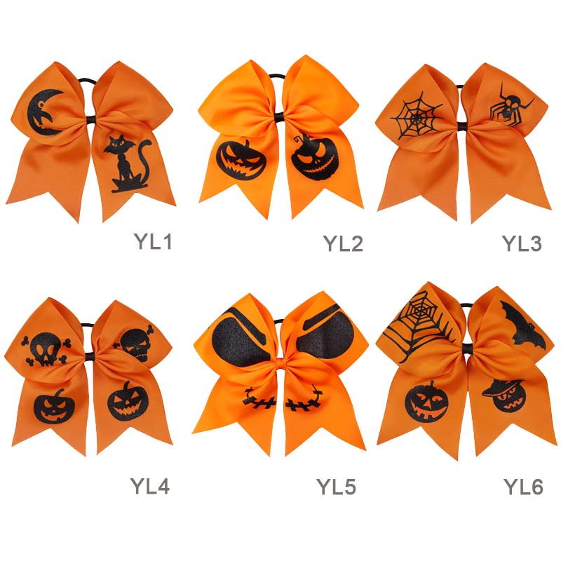 Orange Halloween Pumpkin Cheer Bow