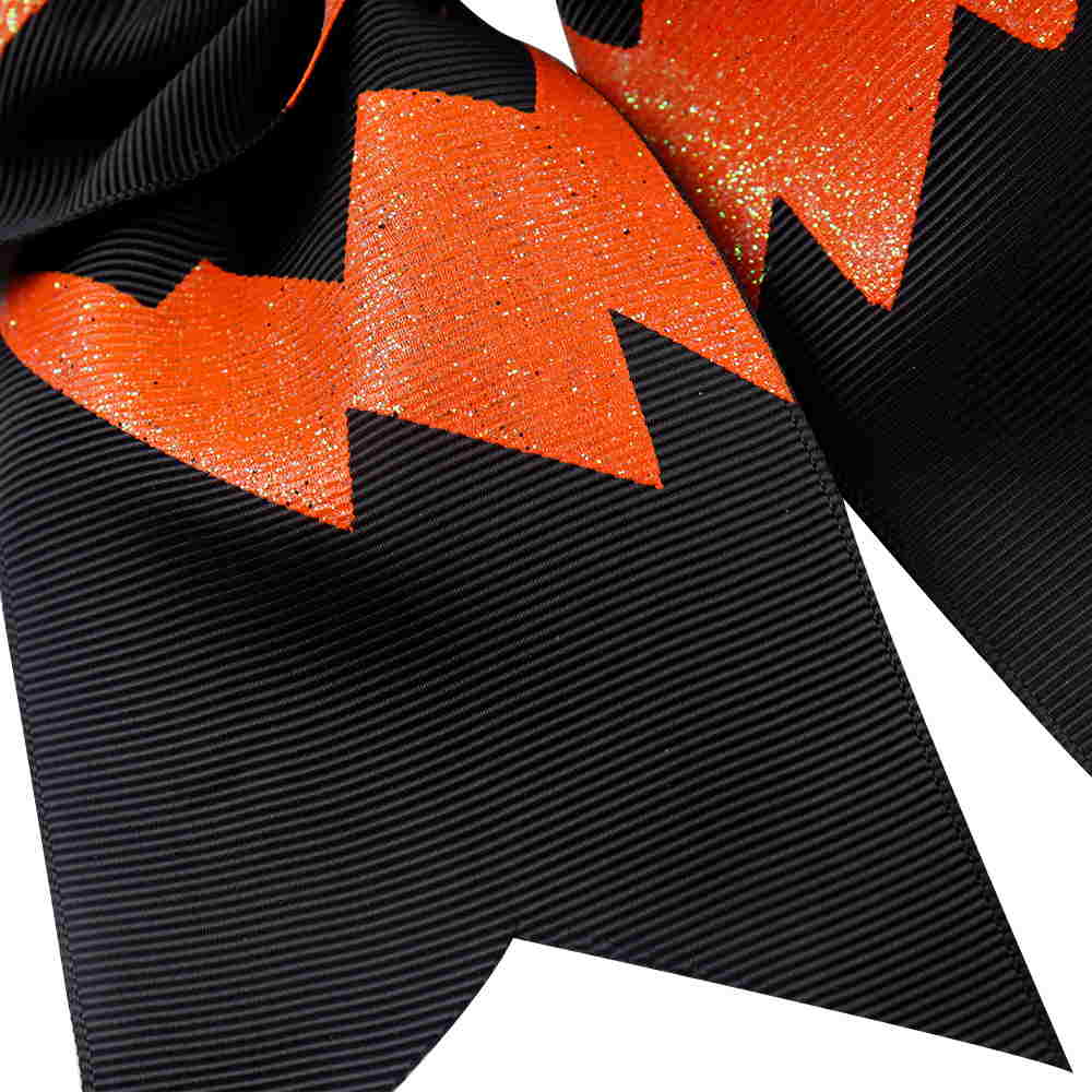 Black Halloween Skull Printed Cheer Bow