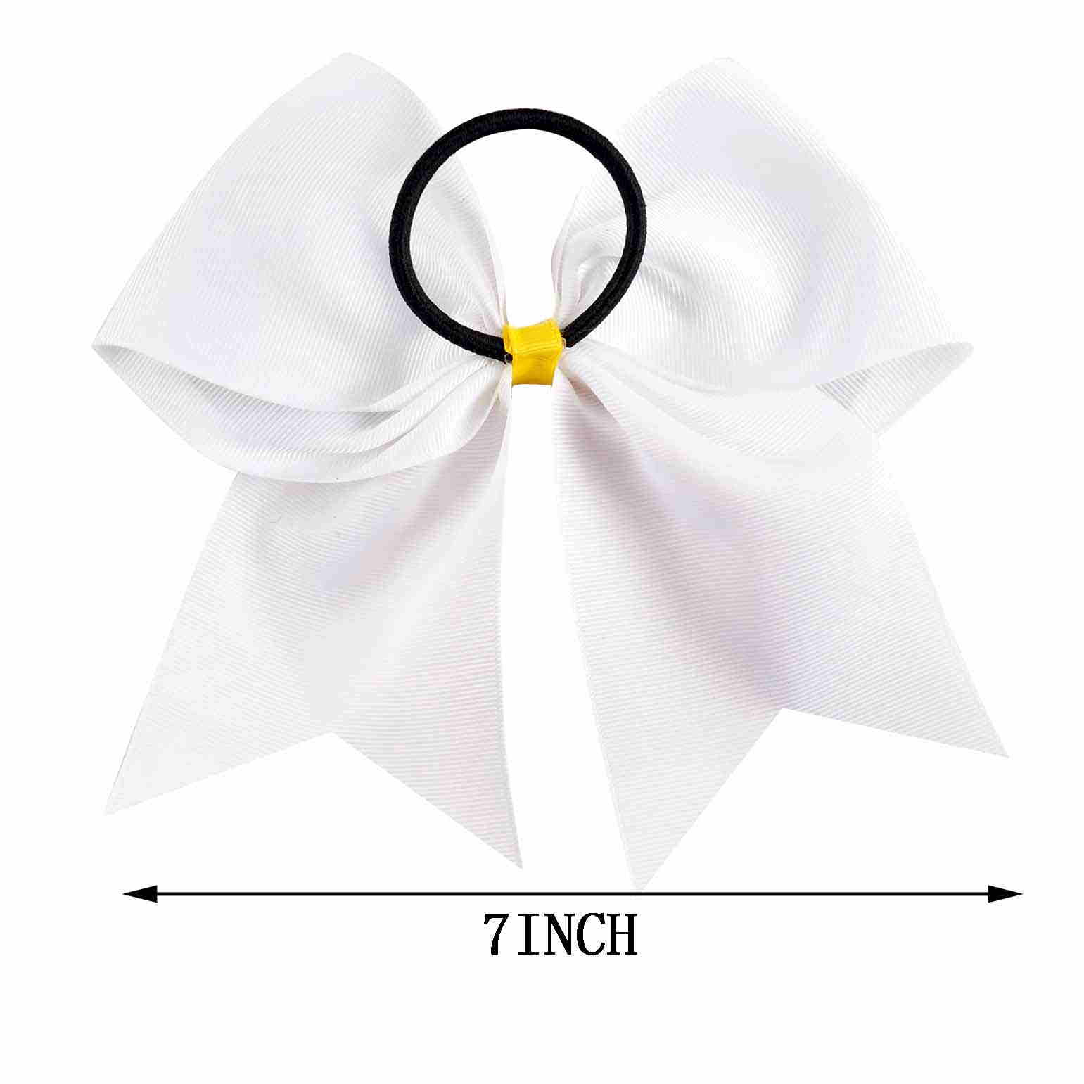 7'' Polka Dots Ribbon Hair Bow With Elastic Tie For Cheerleading Girls