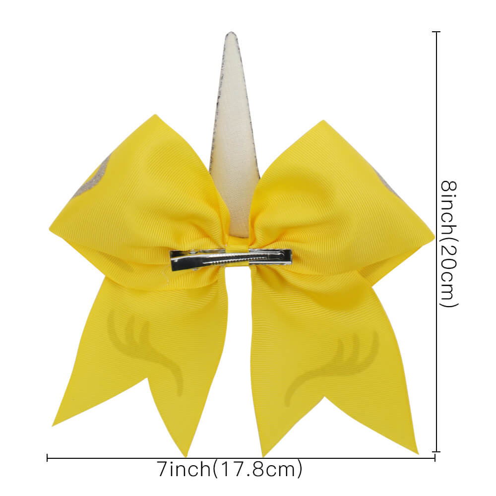 Sequin Apple Unicorn Yellow Cheer Bow