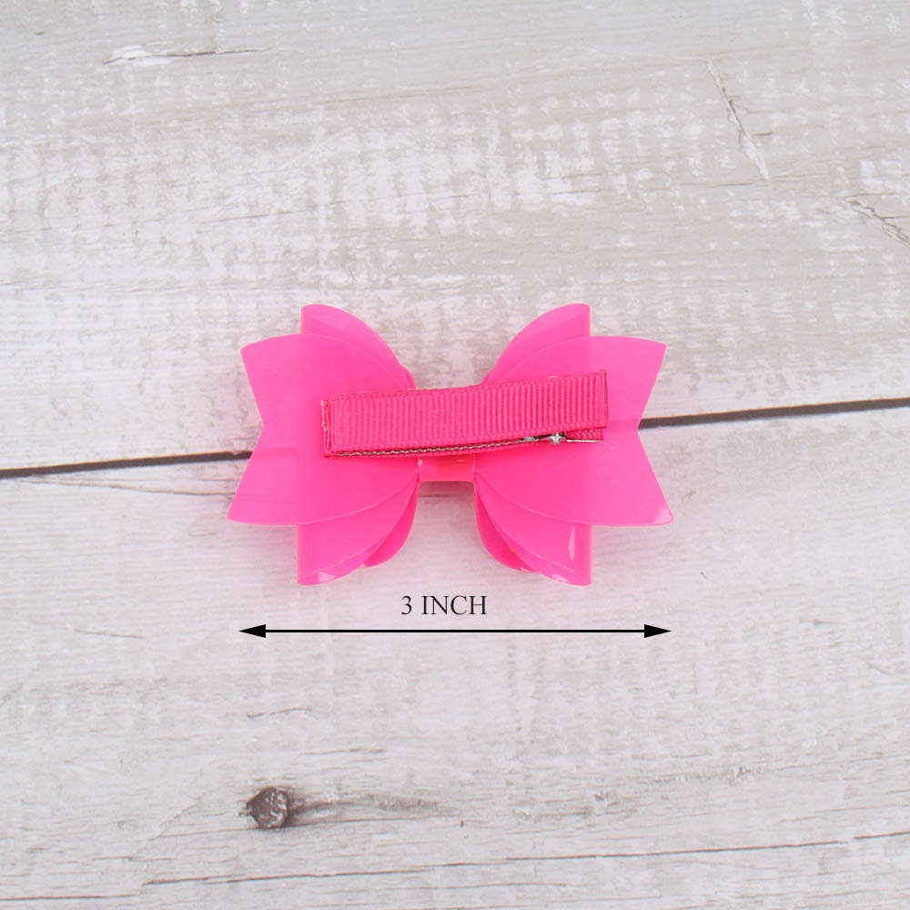 3Pcs/set Jelly Color Leather Hair Bow For School Swimming Training