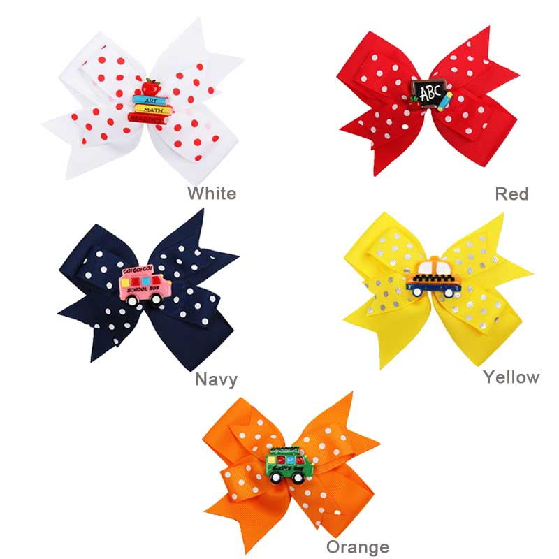 2 Pcs/Lot Polka Dot Two Layer School Hair Bows