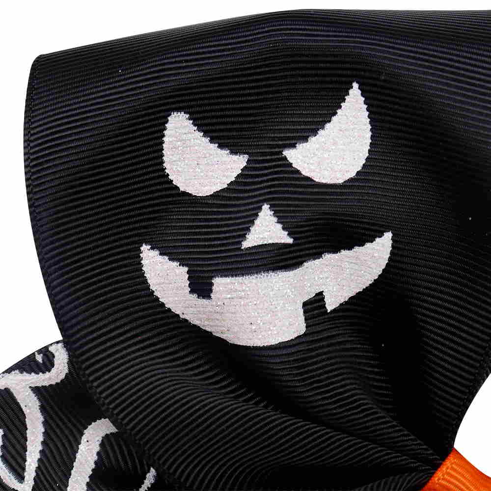 Black Halloween Skull Printed Cheer Bow