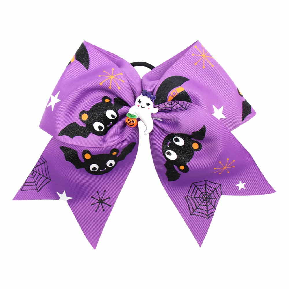 Funny Halloween Pumpkin Printed Cheer Bow