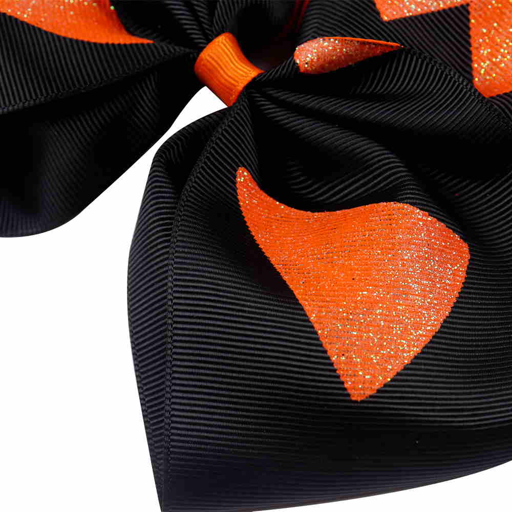 Black Halloween Skull Printed Cheer Bow