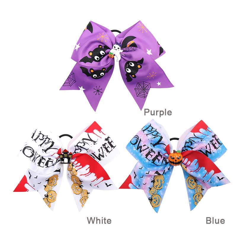 Funny Halloween Pumpkin Printed Cheer Bow