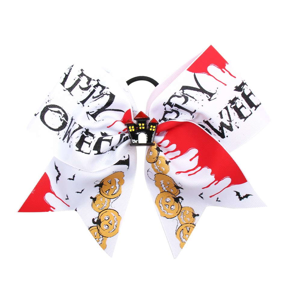 Funny Halloween Pumpkin Printed Cheer Bow