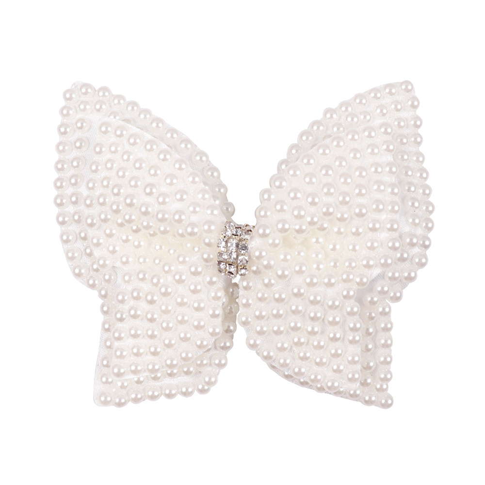 White Pearl Mini Hair Bows for Baby Girls