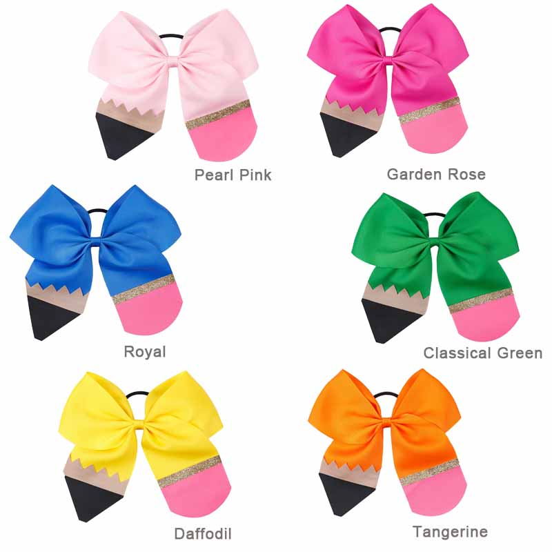 2Pcs/Set School Wear Glitter Cheer Bow With Elastic Bands