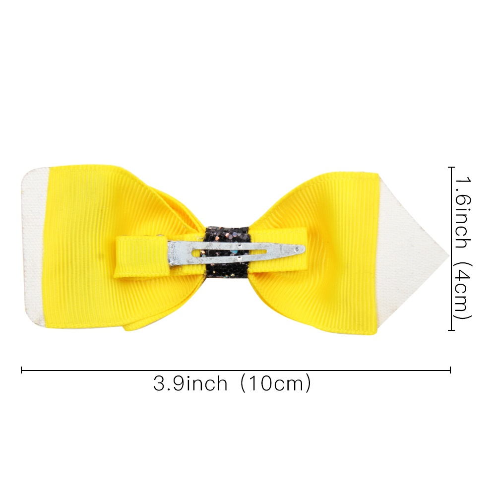 2 Pcs/Lot Glitter And Grosgrain School Hair Bow Clip