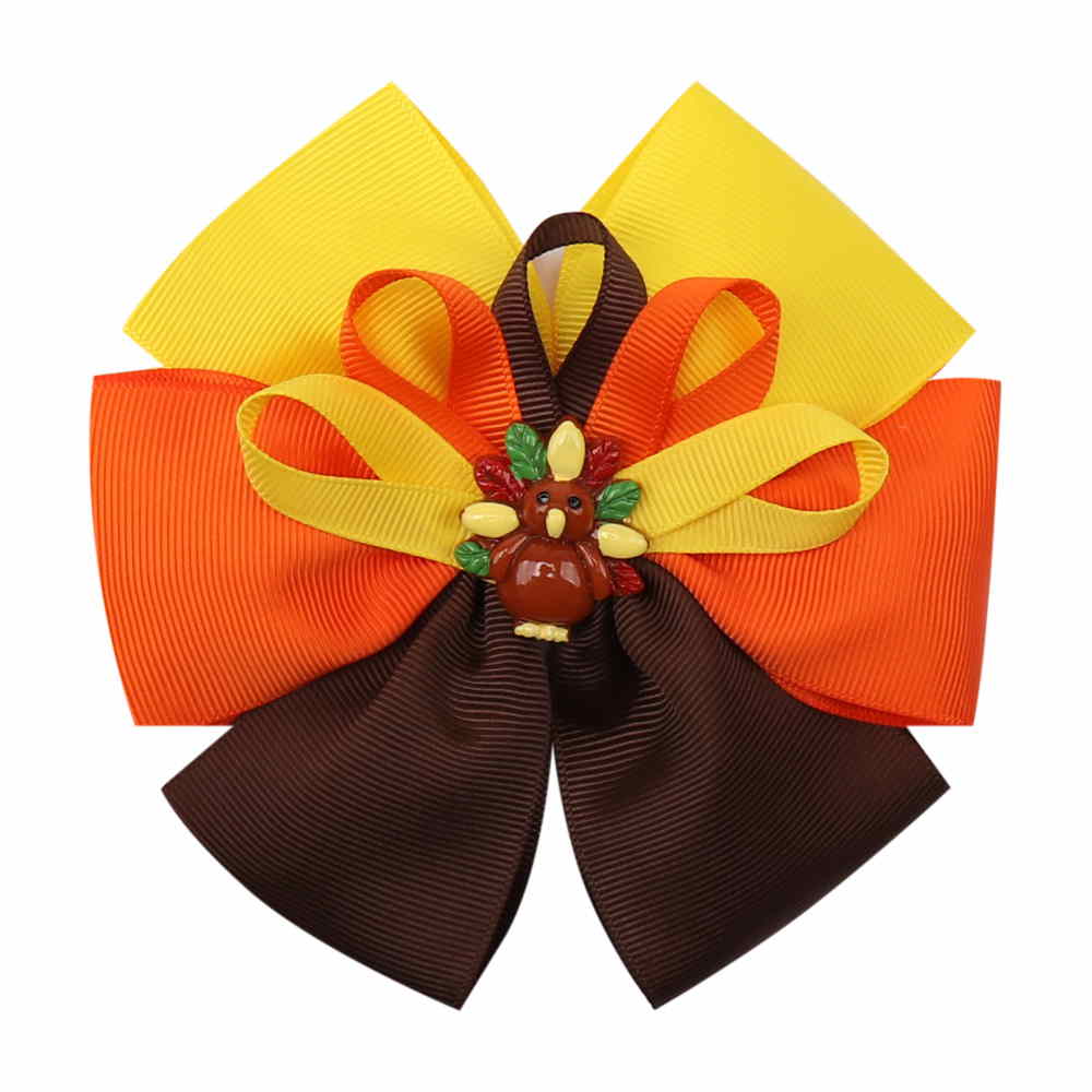 10PCS Thanksgiving Pinwheel Hair Bows