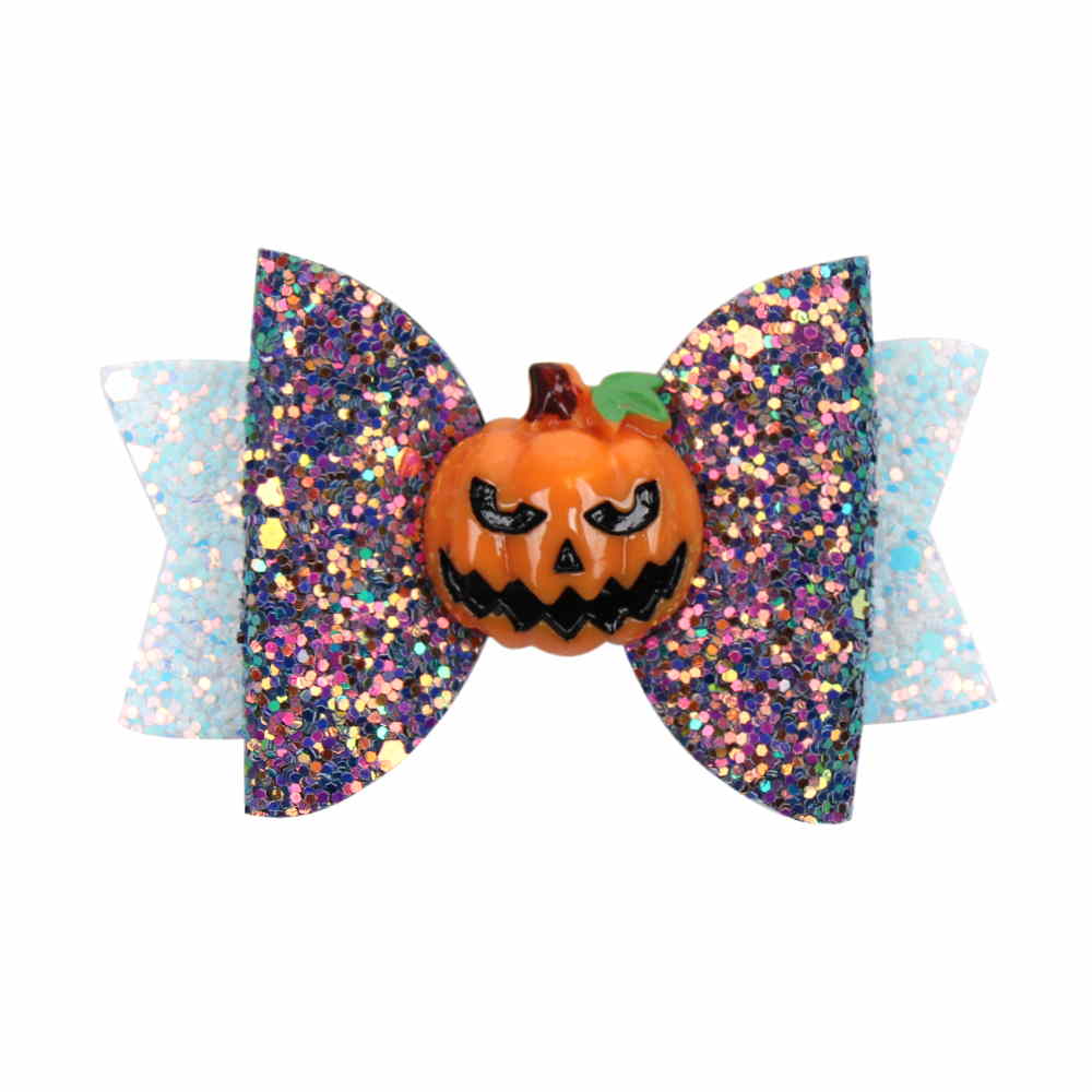 Glitter Halloween Spider Hair Bow