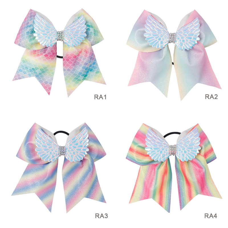 Rainbow Cheer Bow With Wings